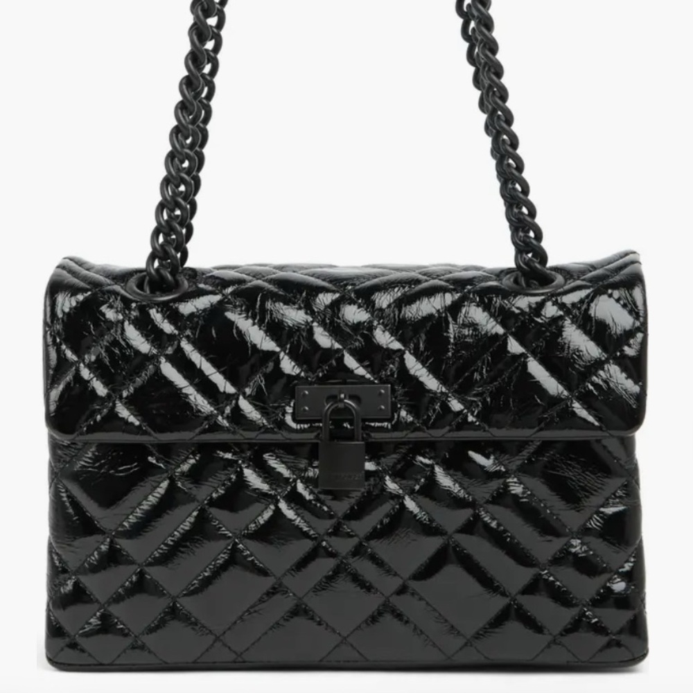🔥 Kurt Geiger Glossy Black Quilted Shoulder Bag